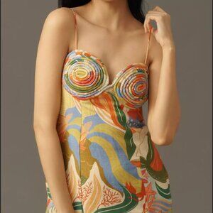 FARM Rio Linen Sleeveless Sweetheart Slim Maxi Dress